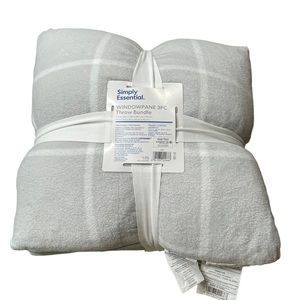 - Simply Essential windowpane 3 pcs throw bundle
